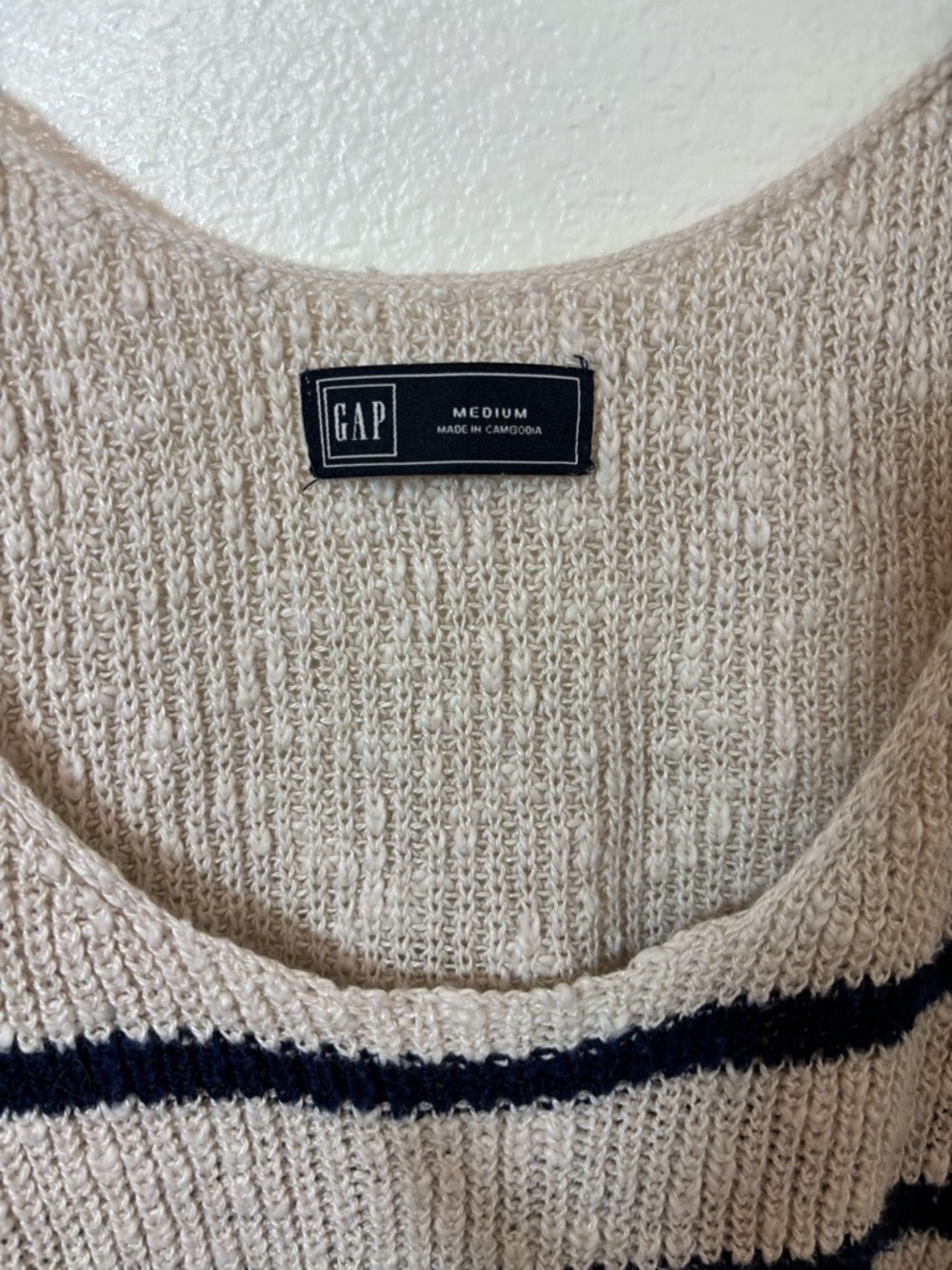 GAP Cropped Striped Knit summer beach boxy Tank - Cream & Black - Picture 4 of 4